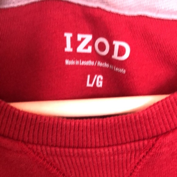 Izod Red Pullover Lg - Picture 2 of 3